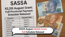 SASSA R2,315 August Grant Payment Dates Unveiled: What Beneficiaries Across All Provinces Need to Know